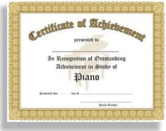 Certificate of Achievement in the Study of Piano