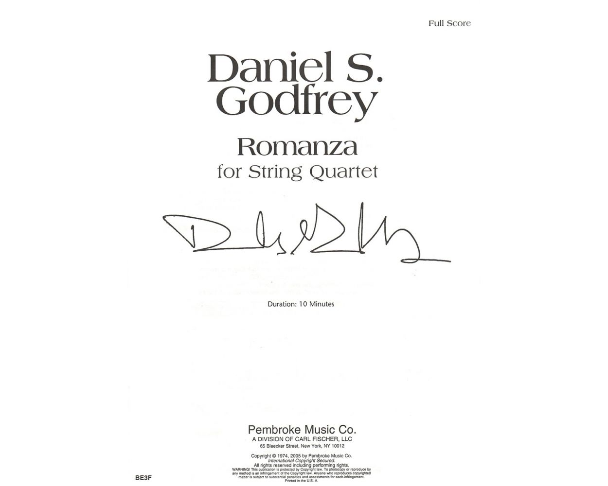 Godfrey Romanza Score
