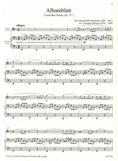 Mendelssohn Albumblatt Songs Without Words Op. 117