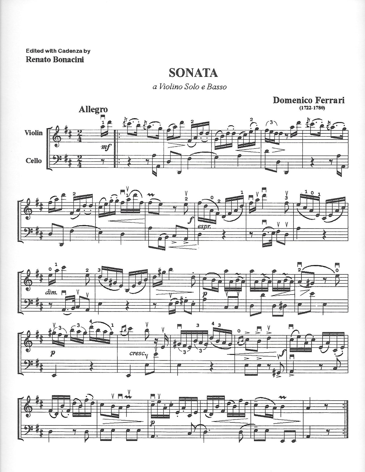 Ferrari Sonata for Violin and Cello