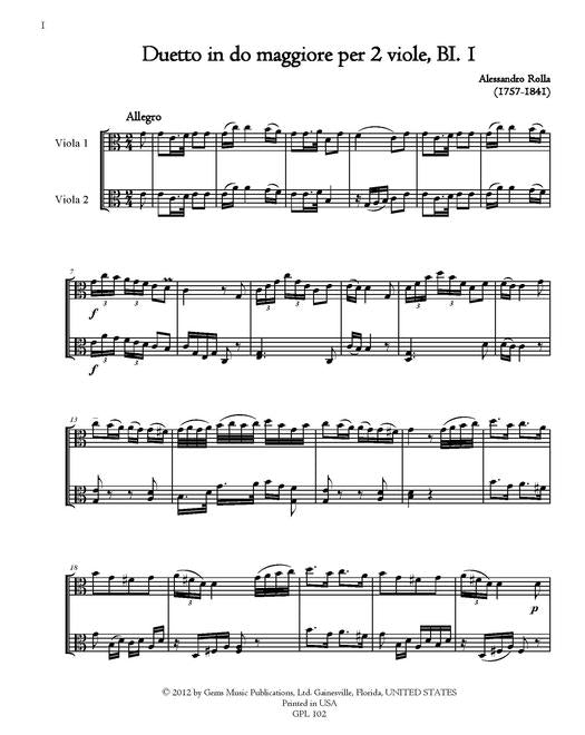 Rolla 22 Viola Duets Volume 1 BI 1-8