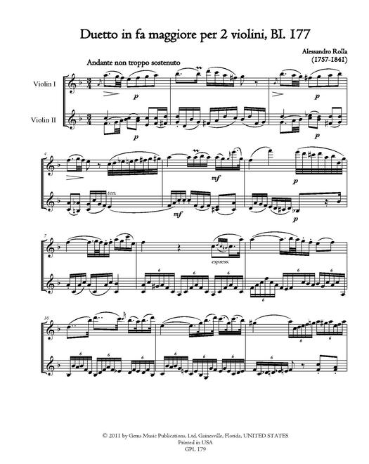 Rolla: 131 Violin Duets, Volume 17 BI. 177-180