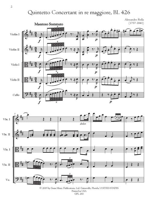 Rolla Quintet in D major BI 426