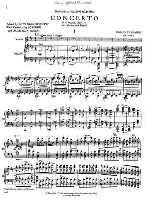 Brahms Violin Concerto in D major, Opus 77