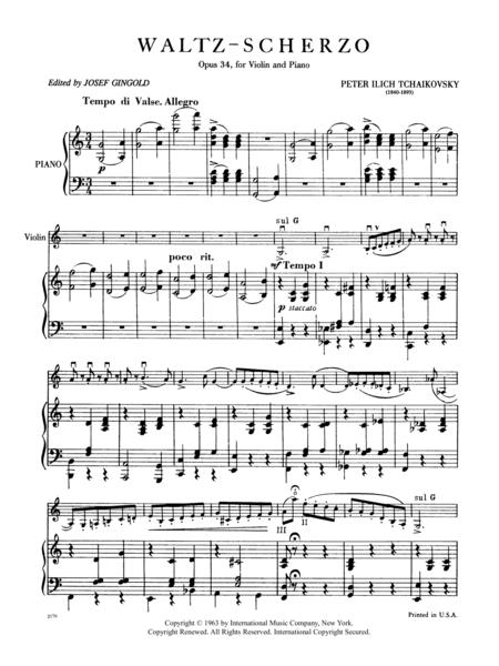 Tchaikovsky Waltz-Scherzo, Opus 34 for Violin