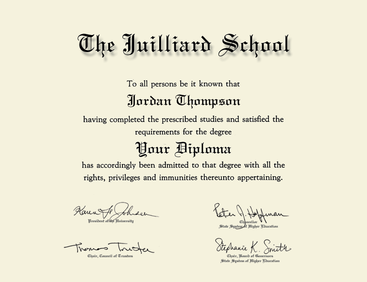 Diploma Frame: Juilliard Seal Silver Embossed Diploma Frame