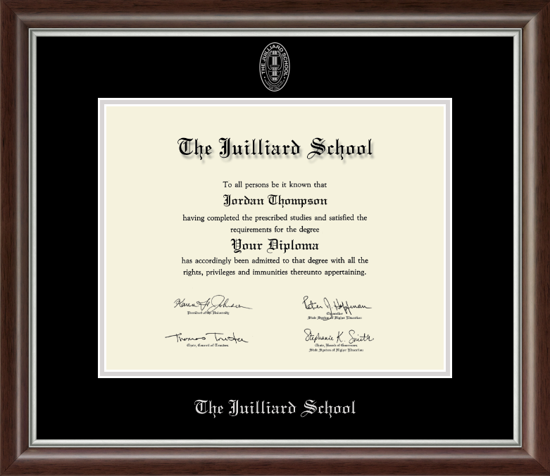 Diploma Frame: Juilliard Seal Silver Embossed Diploma Frame