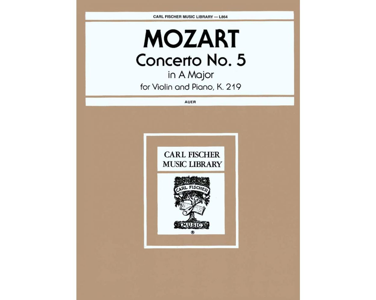 Mozart Concerto No. 5 In A Major Ed. Auer