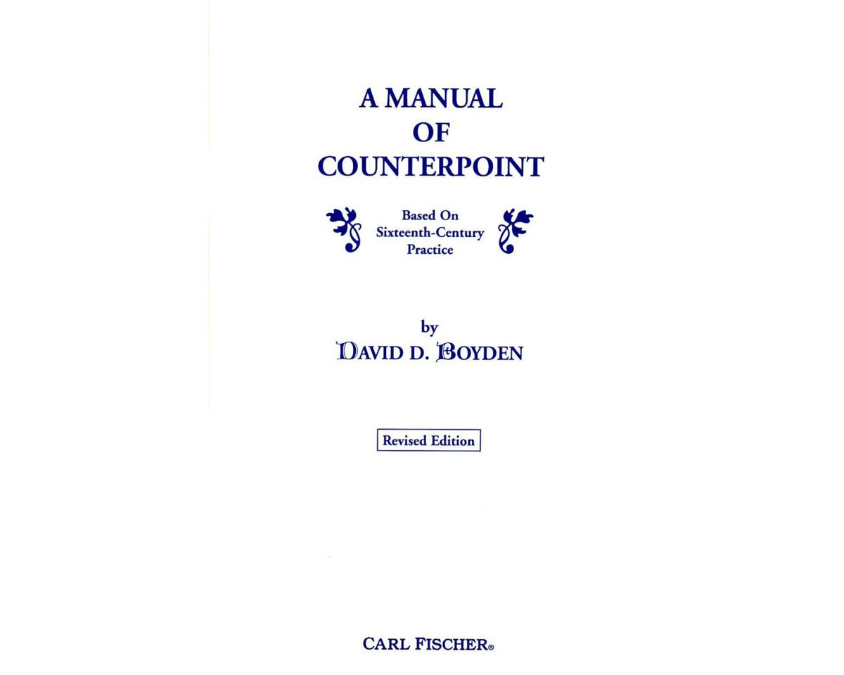 Boyden A Manual of Counterpoint