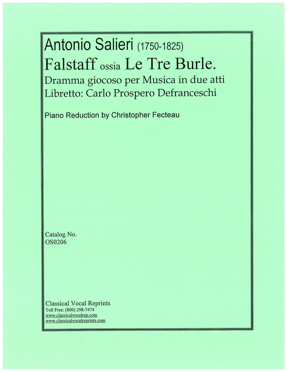 Salieri Falstaff ossia Le Tre Burle