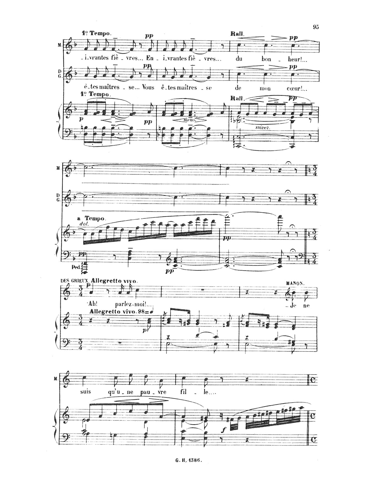 Massenet Manon Vocal Score