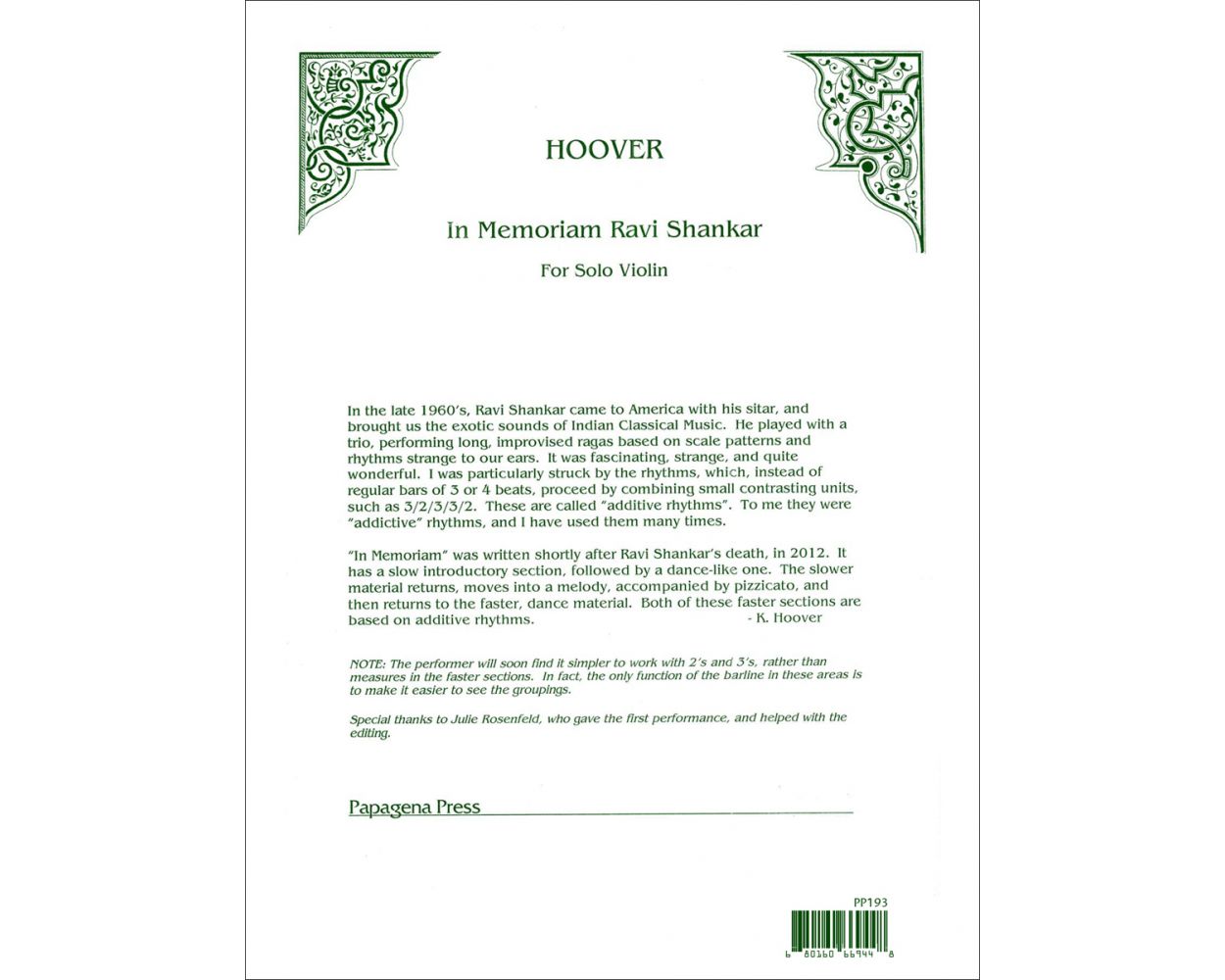 Hoover: In Memoriam Ravi Shanka