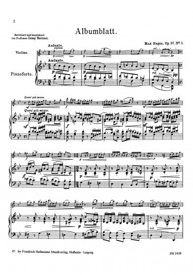 Reger Albumblatt Op. 87 No. 1