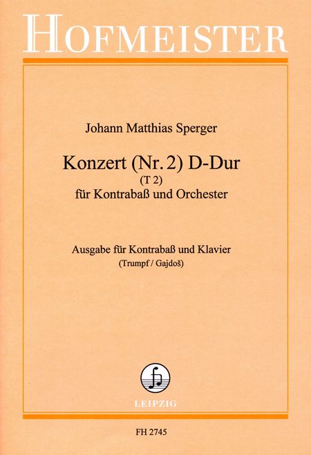 Sperger Concerto No 2 For Double Bass and Orchestra Piano Reduction