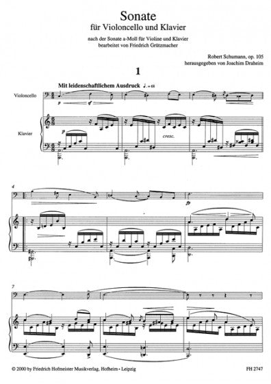 Schumann Violin Sonata Op. 105 Arr. Cello