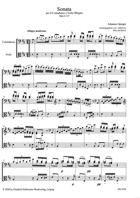 Sperger Sonata per il Contrabasso e Viola obligato