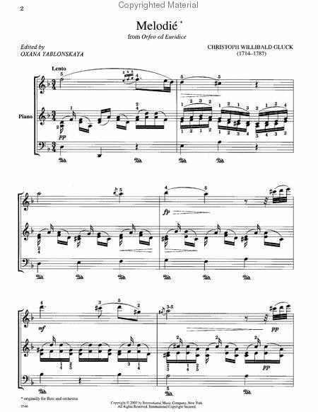 Gluck Melodie from "Orfeo ed Euridice" for Piano