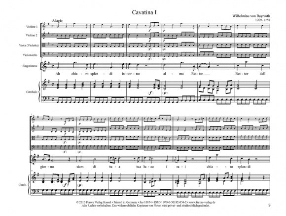 Clearance: Wilhelmine von Bayreuth Cavatinen