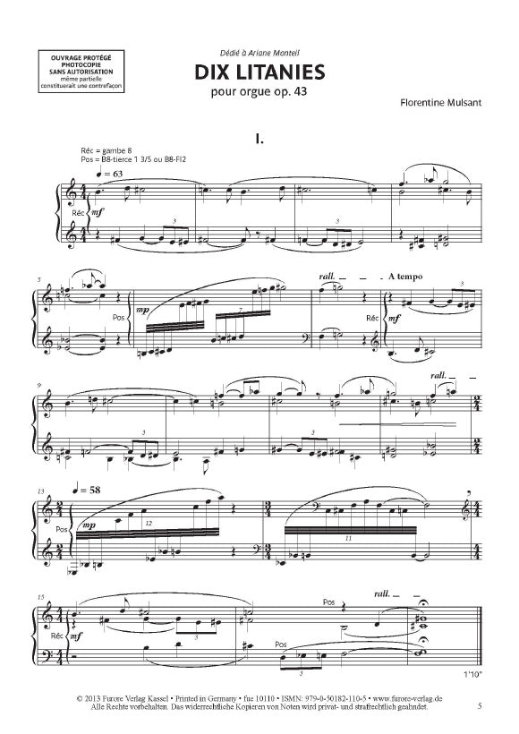 Mulsant Dix Litanies Op. 43