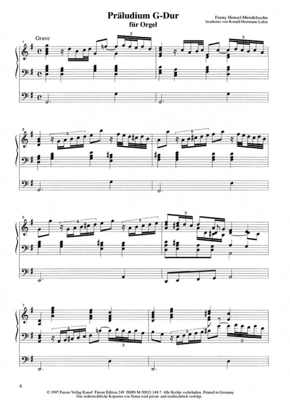 Fanny Hensel Mendelssohn Praludium in G
