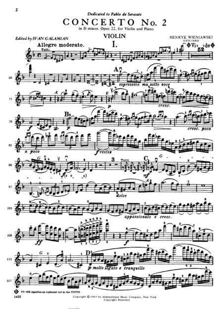 Wieniawski Violin Concerto No. 2 in D minor, Opus 22