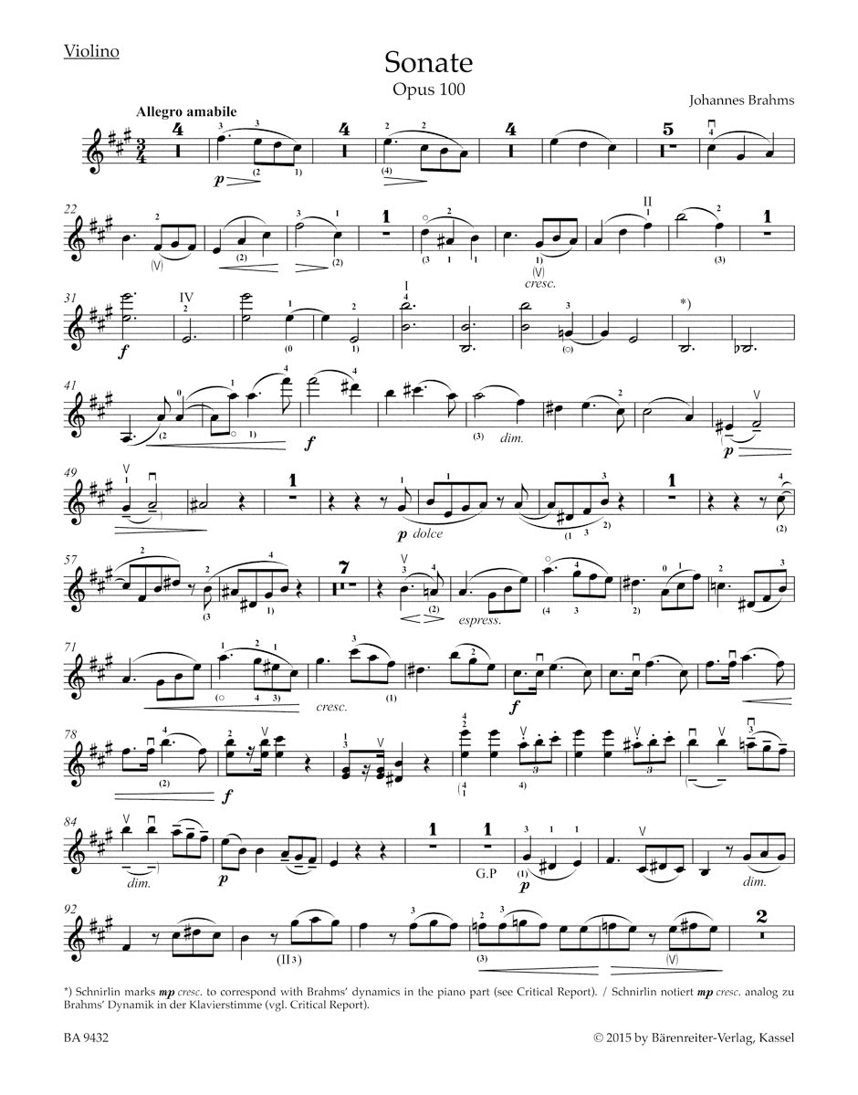 Brahms Sonata for Violin and Piano A major op. 100