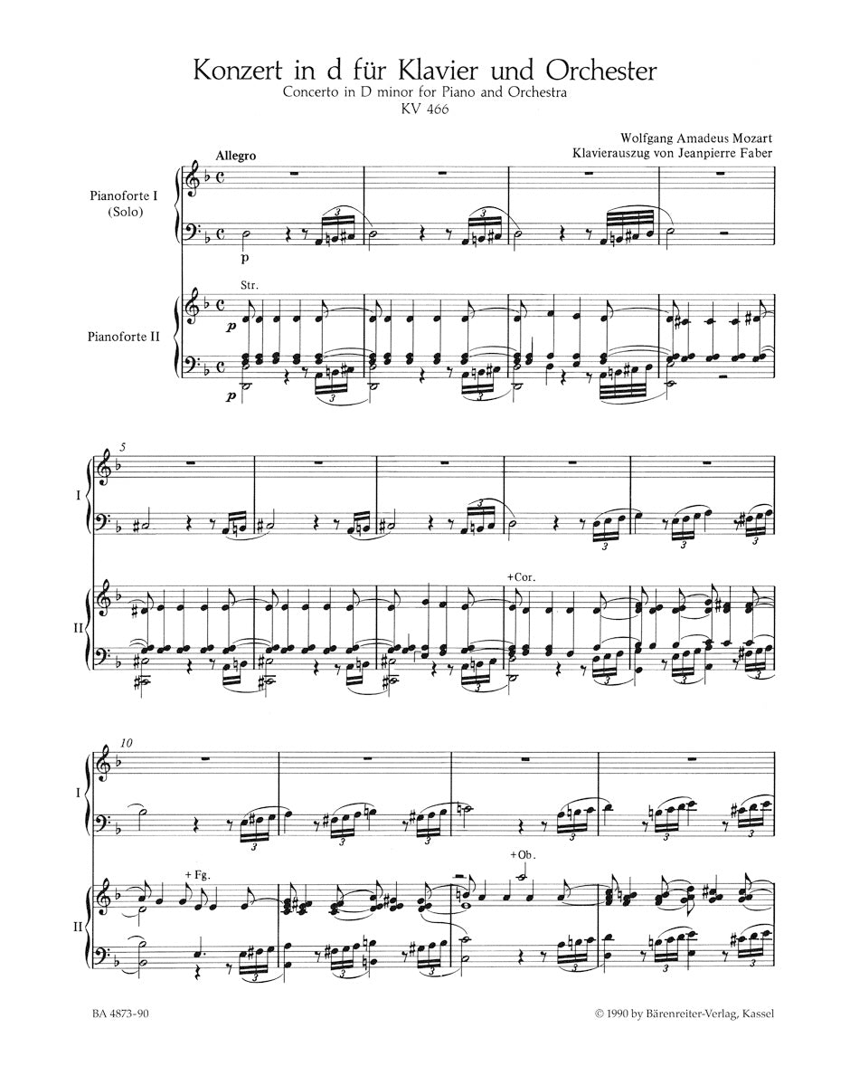 Mozart Concerto for Piano and Orchestra Nr. 20 D minor K. 466 (Piano Reduction)