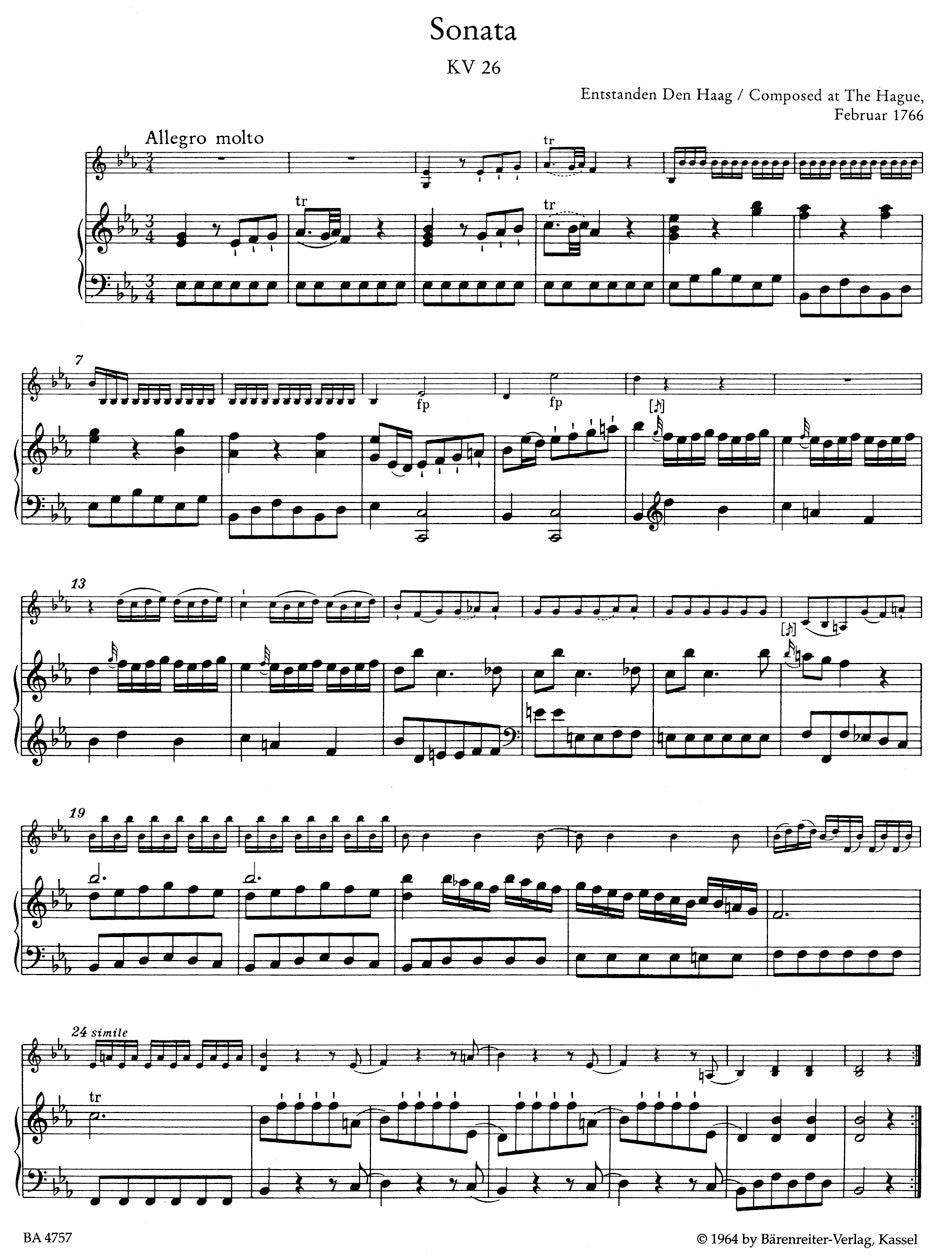 Mozart Six Sonatas for Violin and Piano K 26-31 -Early Sonatas III- (Sonatas for Violin)