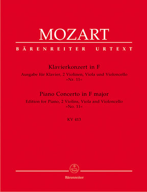 Mozart Concerto for Piano and Orchestra No 11 in F major K 413 for Piano and String Quartet