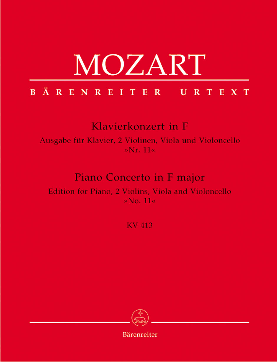 Mozart Concerto for Piano and Orchestra No 11 in F major K 413 for Piano and String Quartet