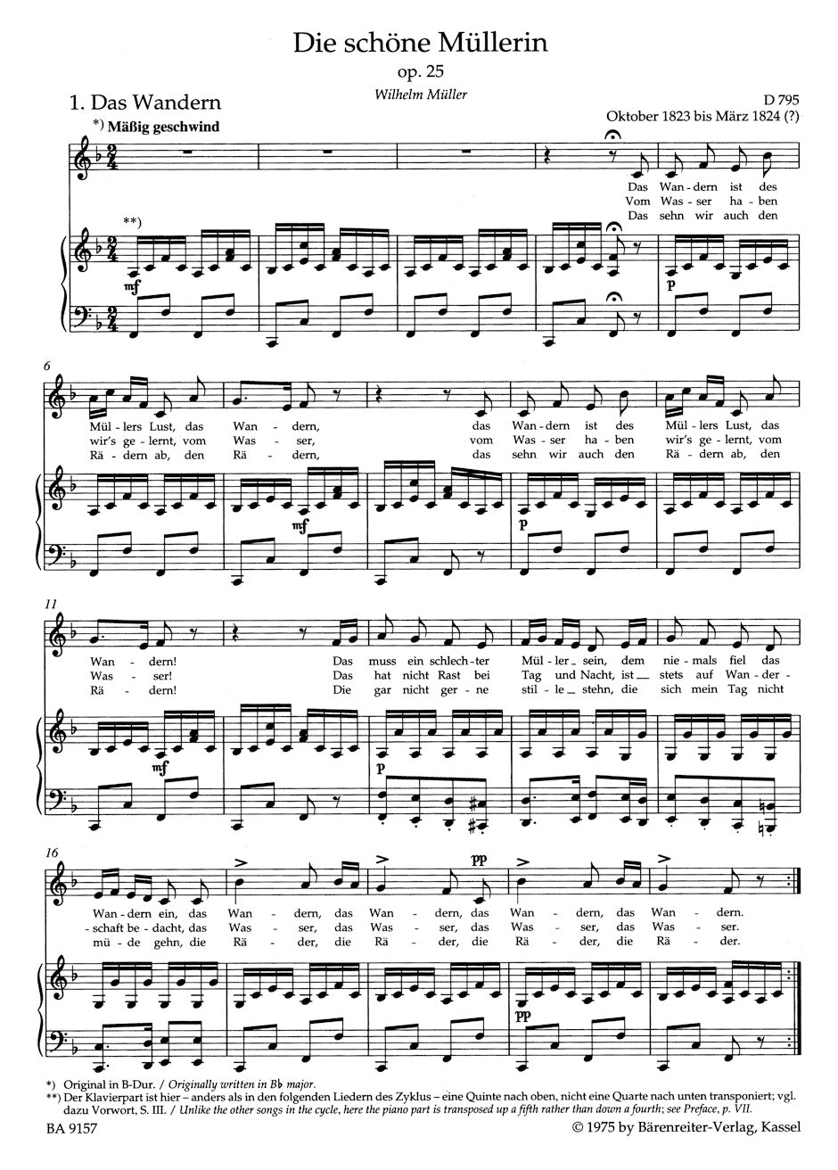Schubert Die schöne Müllerin op. 25 D 795 (Low Voice)