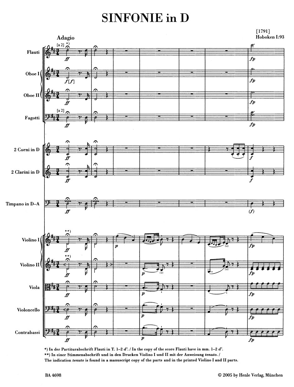 Haydn Symphony D major Hob. I:93