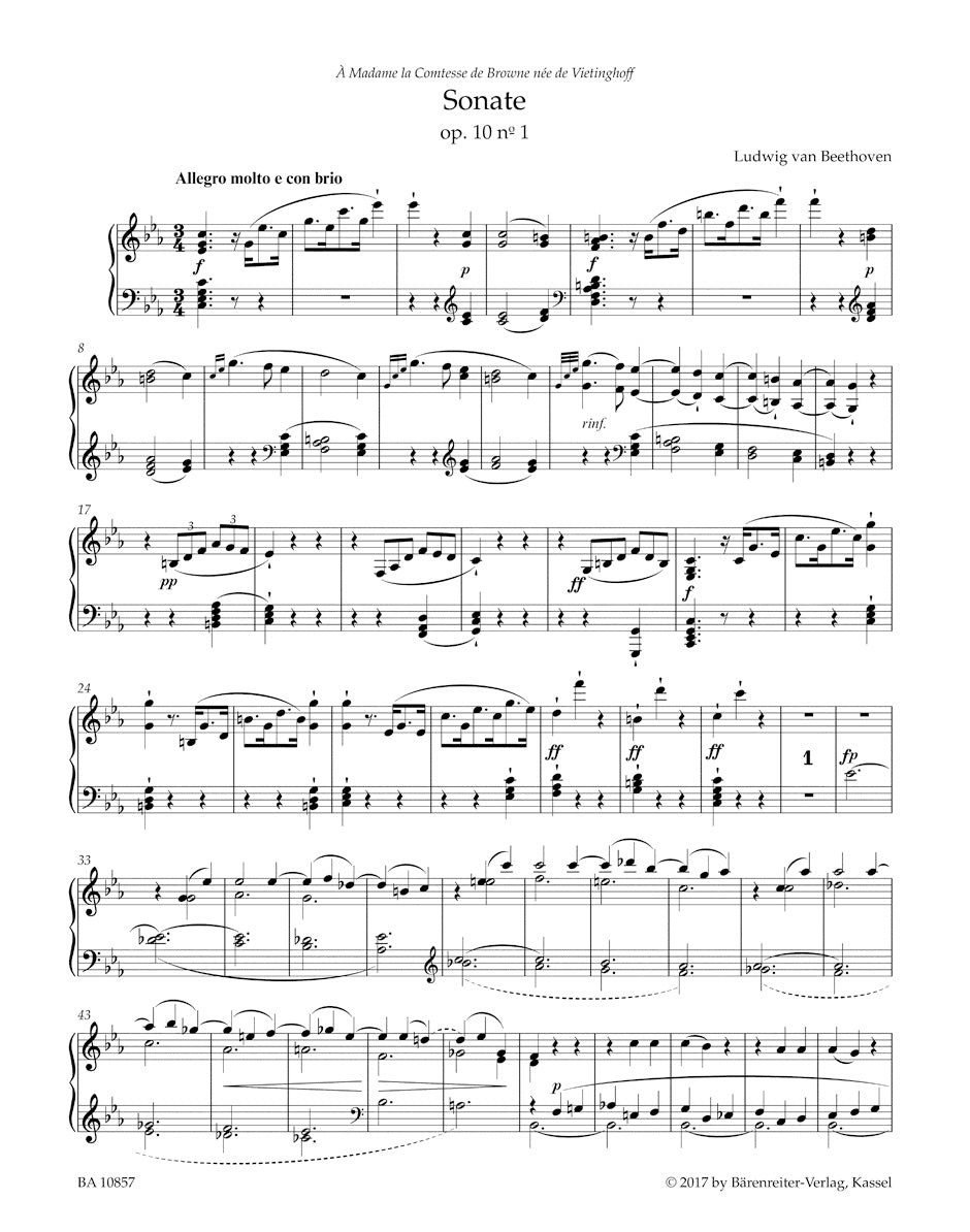 Beethoven Three Sonatas for Pianoforte C minor, F major, D major op. 10
