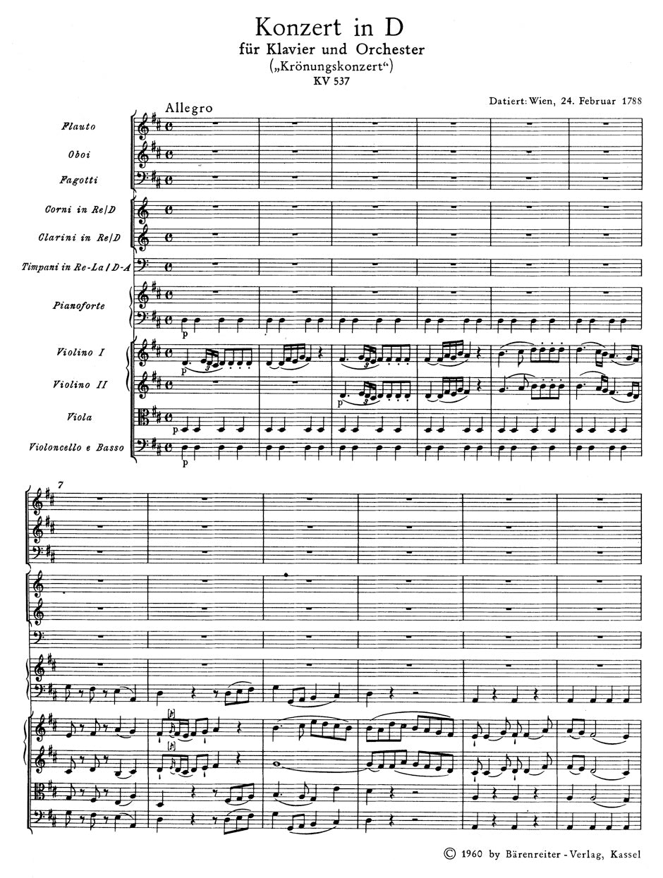 Mozart Concerto for Piano and Orchestra No. 26 D major K. 537 "Coronation Concerto"