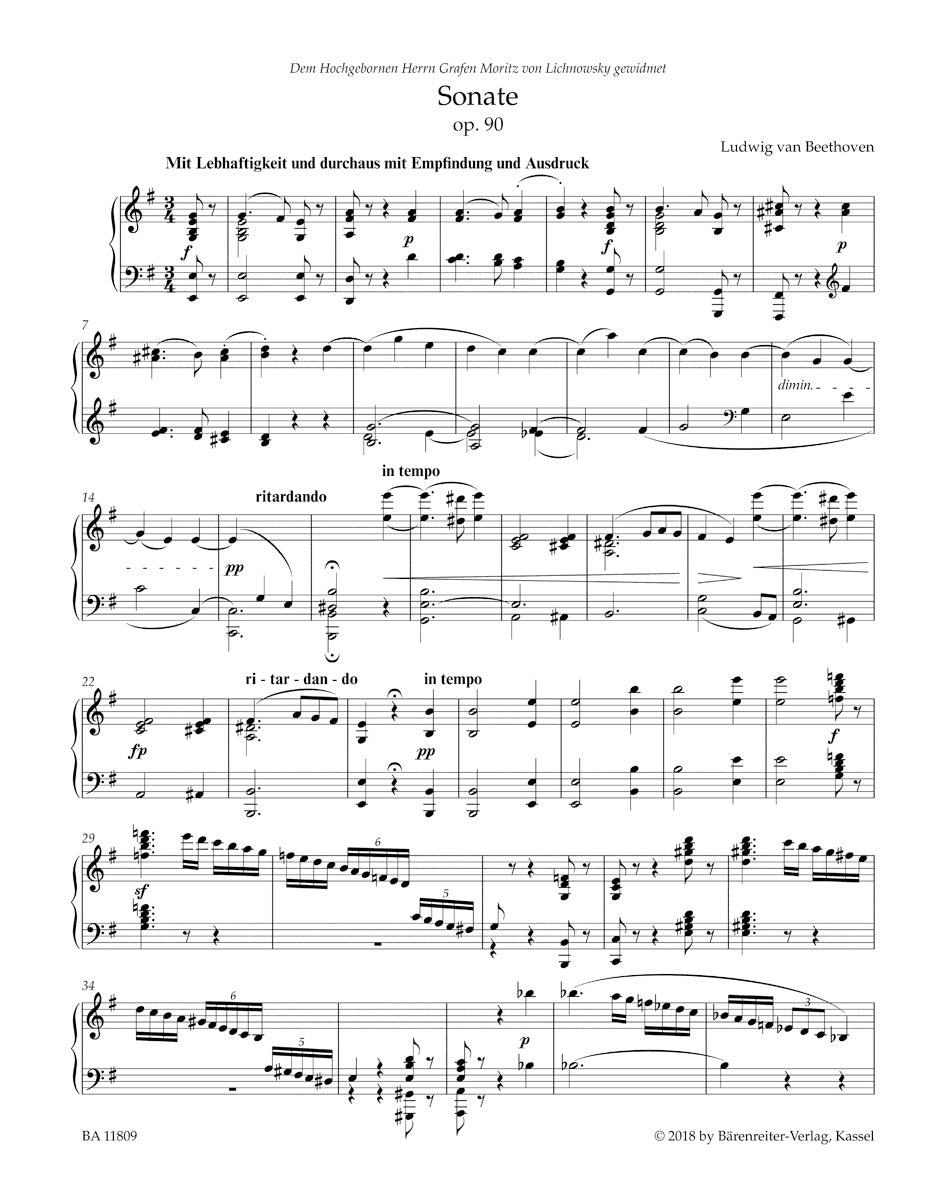 Beethoven Sonata for Pianoforte E minor op. 90