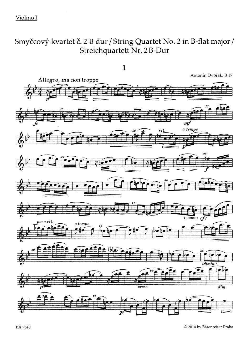 Dvorak String Quartet No 2 in B flat major
