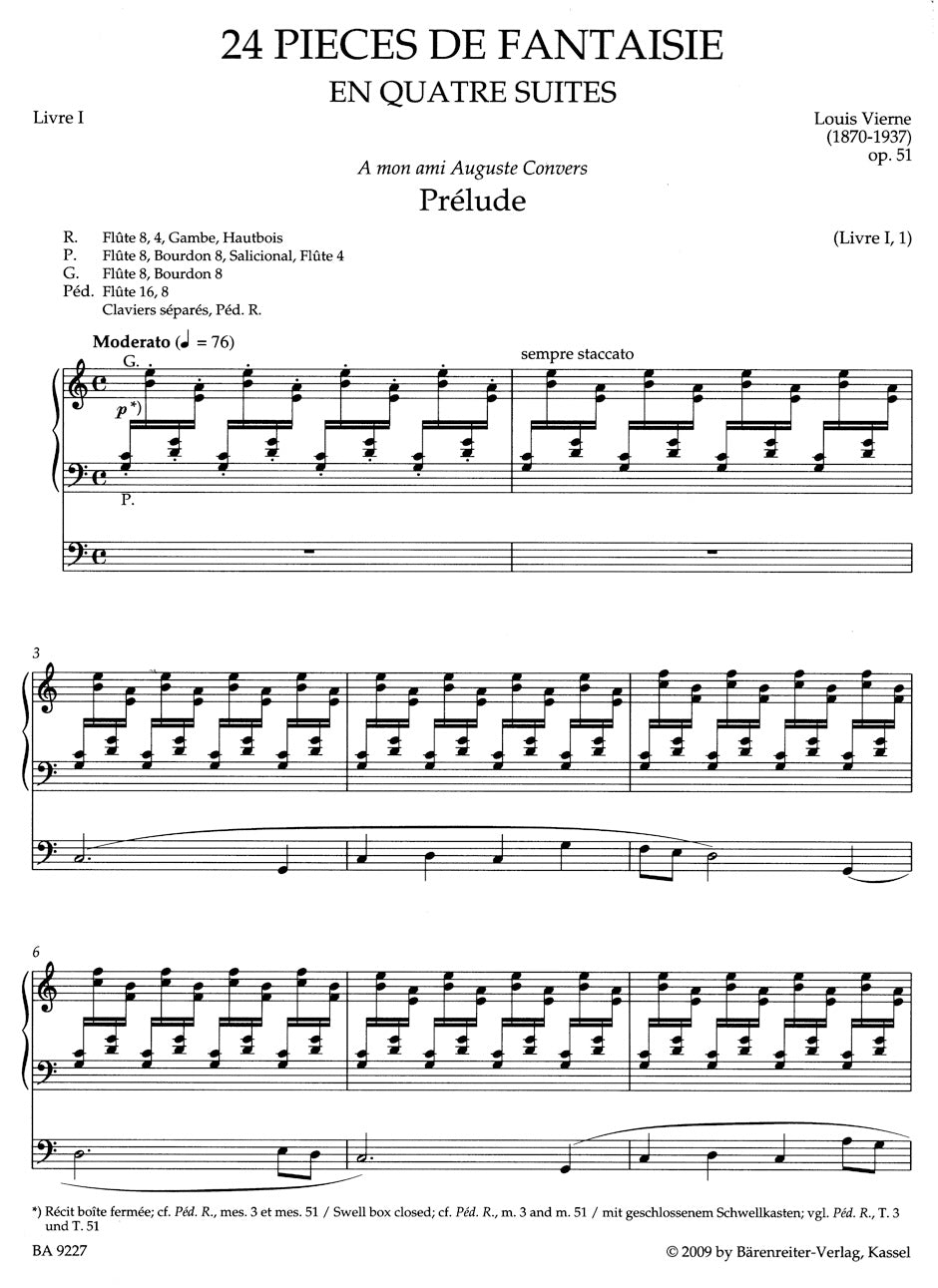 Vierne Pièces de Fantaisie en quatre suites, Livre I op. 51 (1926)