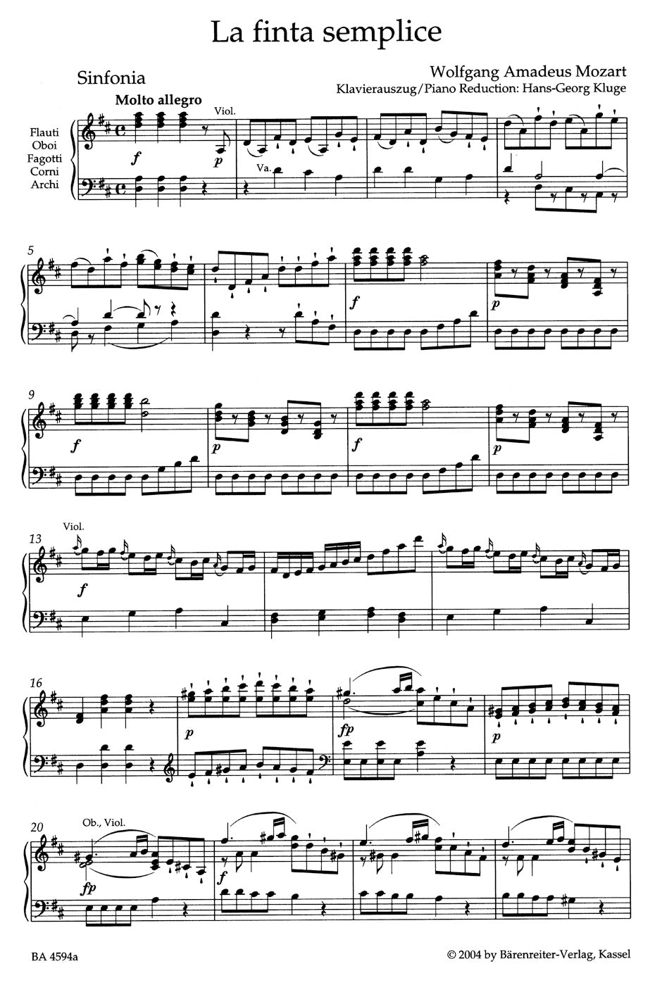 Mozart La finta semplice KV 51 (46a) -Opera buffa in 3 Akten- (Die schlaue Heuchlerin)