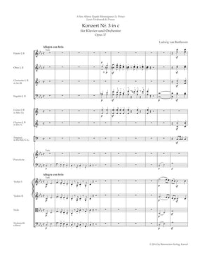 Beethoven Concerto for Pianoforte and Orchestra Nr. 3 C minor op. 37 Study Score