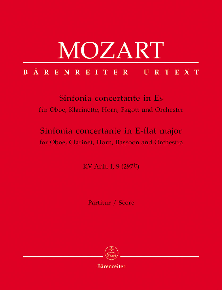 Mozart Sinfonia concertante for Oboe, Clarinet, Horn, Bassoon and Orchestra E-flat major K. Anh. I,9 (297b)