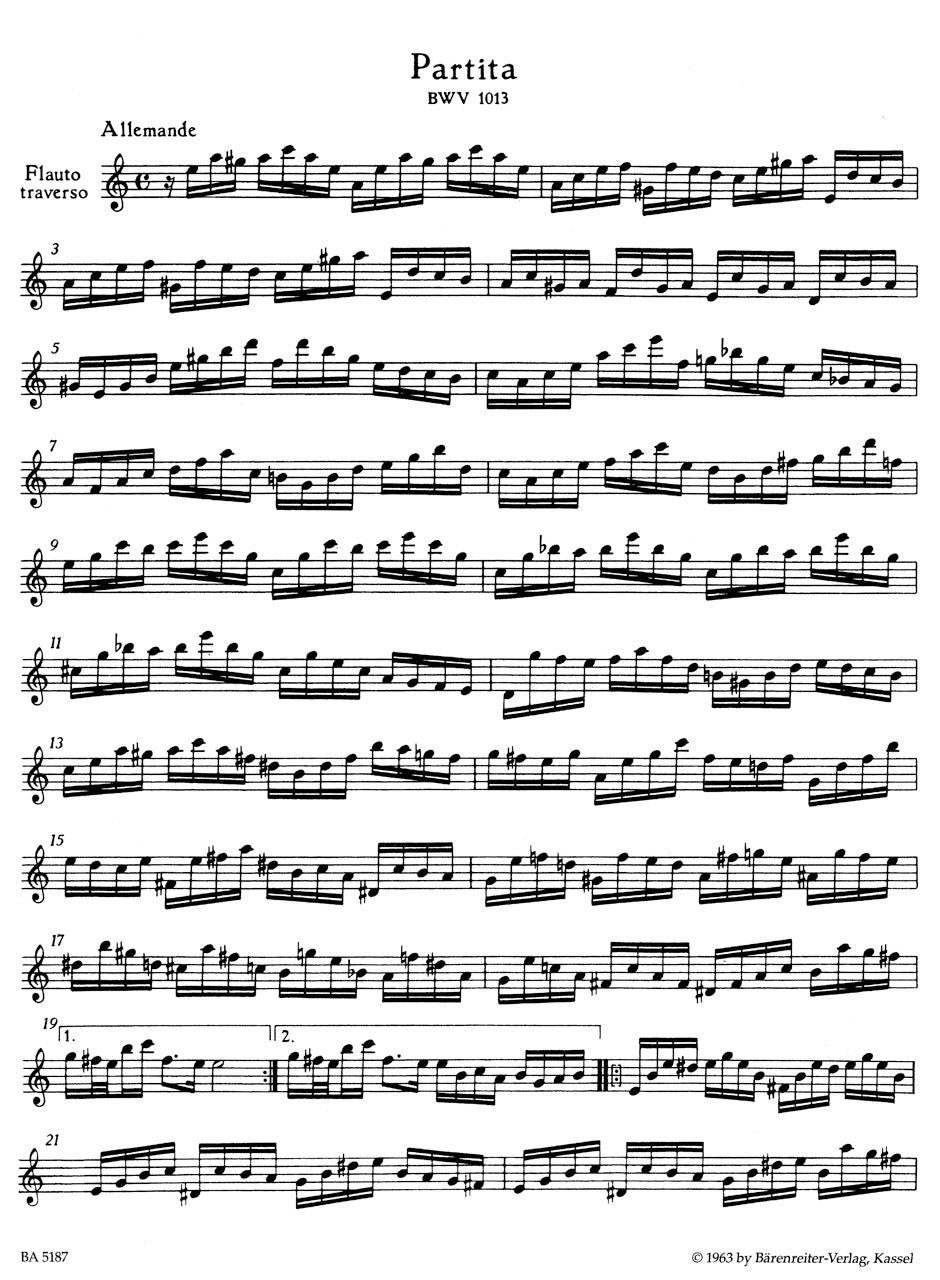 Bach Partita for Flute Solo A mior BWV 1013