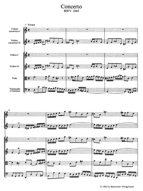 Bach Double Concerto for two Violins, Strings and Basso continuo D minor BWV 1043 Study Score