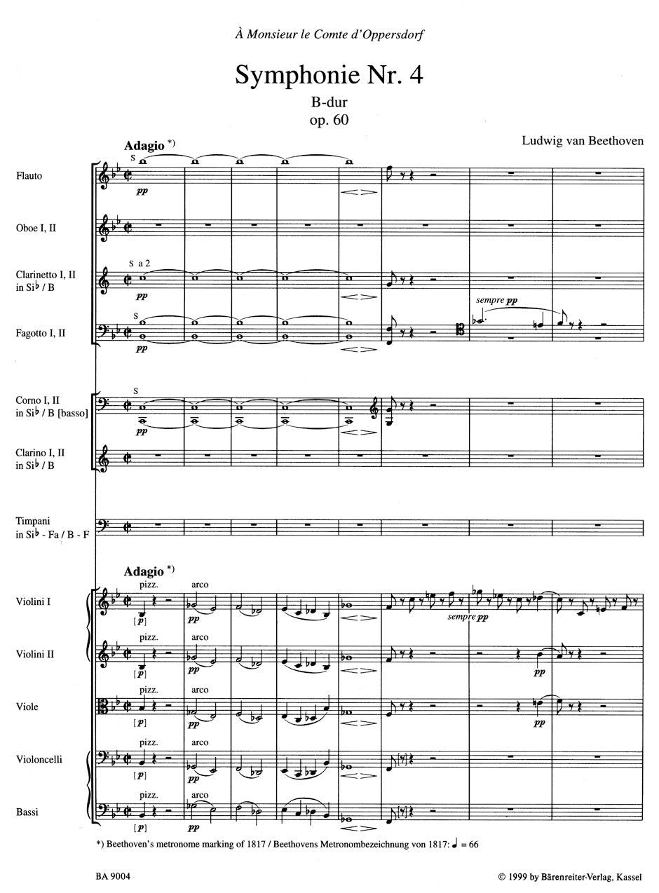 Beethoven: Symphony No. 4 in B-flat Major, Op. 60 (Full Score)