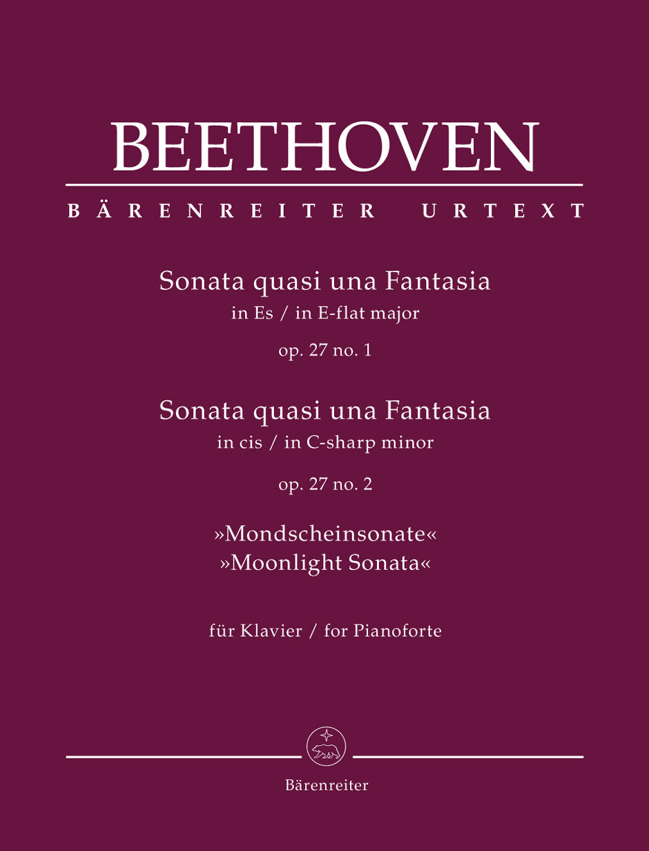 Beethoven Sonata quasi una fantasie for Pianoforte E-flat major, C-sharp minor op. 27/1+2 "Moonlight Sonata"