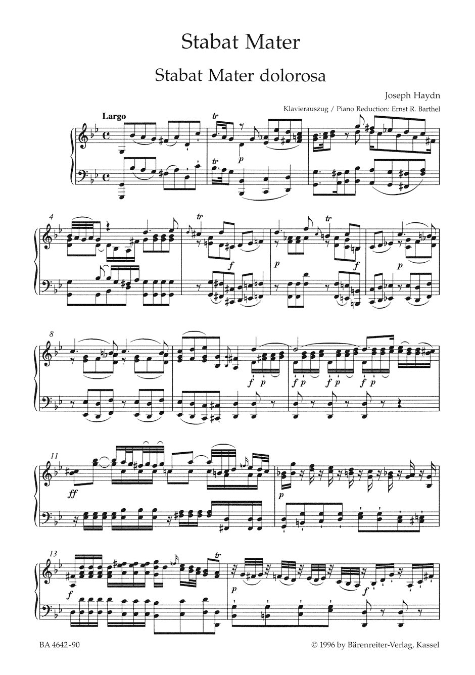 Haydn Stabat Mater Hob. XX to -Oratorio (funeral music), versions from 1767 and 1803-