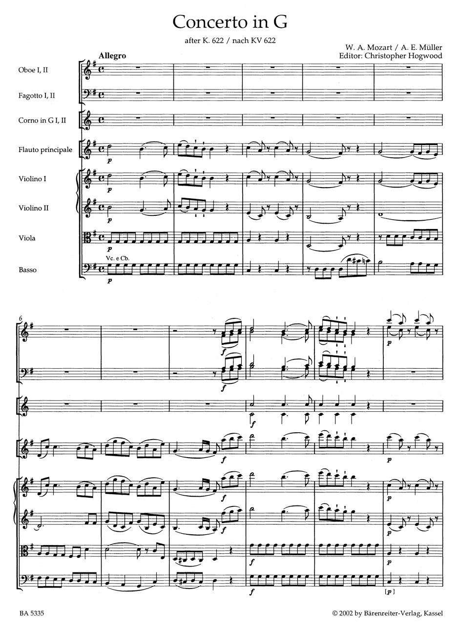 Mozart Concerto for Flute and Orchestra G major (1801) -In an arrangement by A. E. Müller after the Clarinet Concerto K. 622-