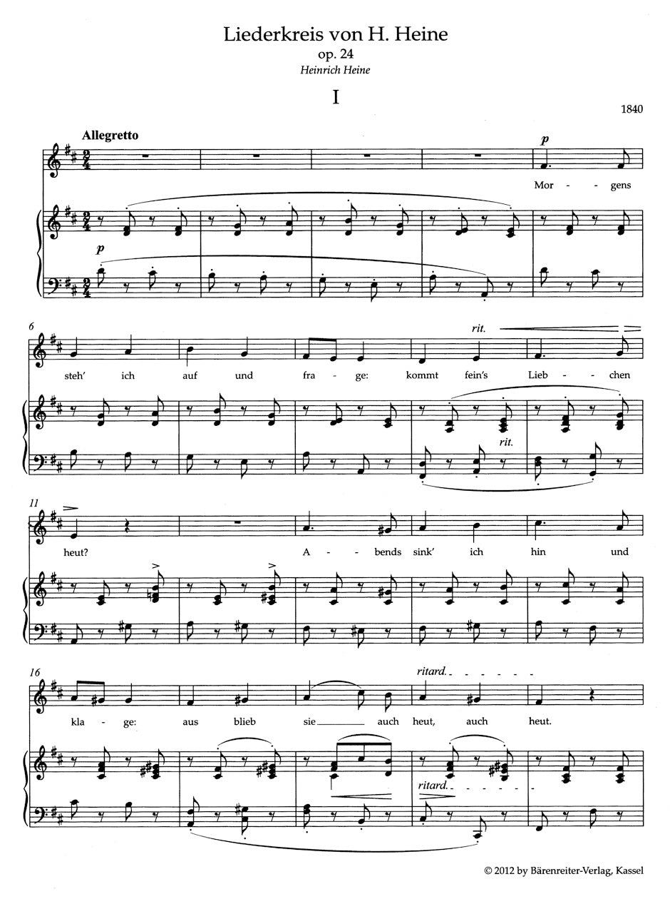 Schumann Song Cycle op. 24
