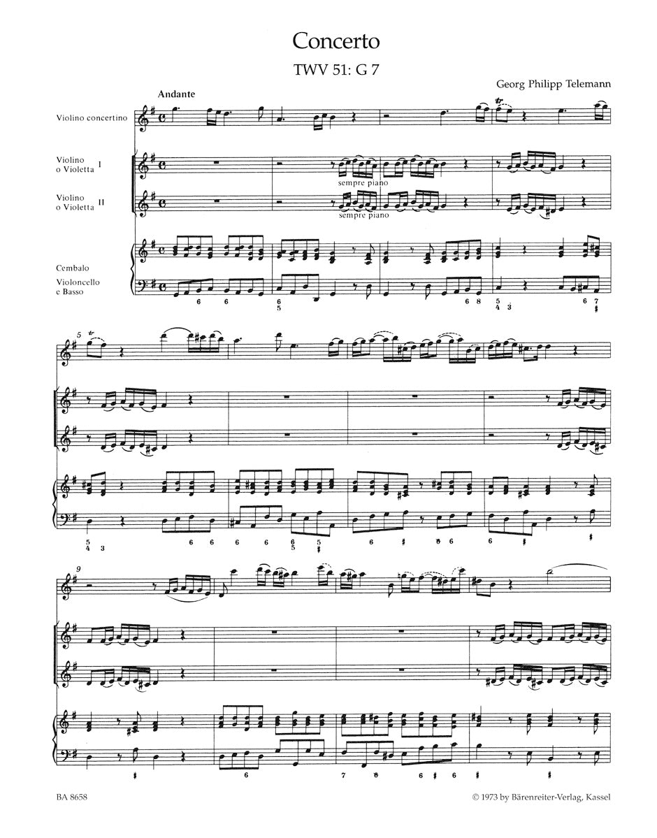 Telemann Concerto for Violin and Orchestra G major TWV 51:G 7