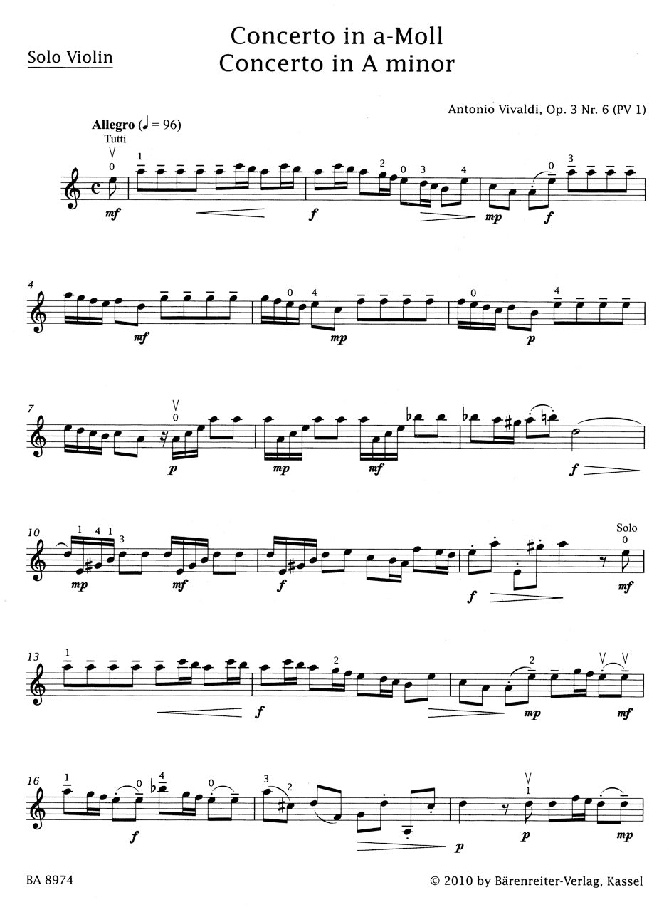 Vivalidi Concerto A minor op. 3 No. 6