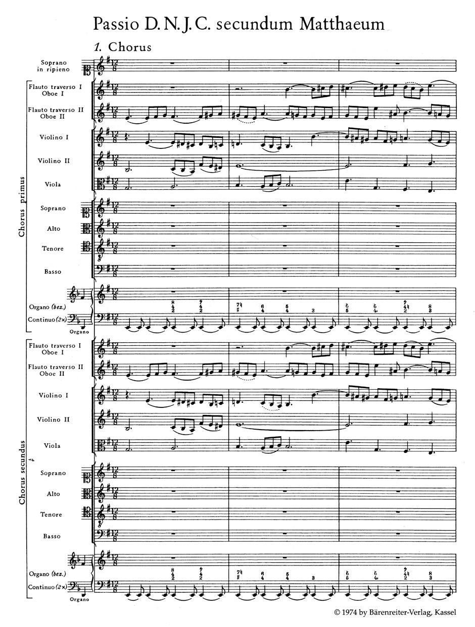 Bach St. Matthew Passion BWV 244 Study Score